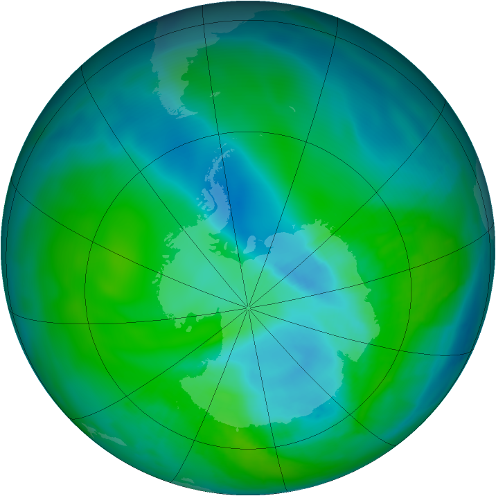 Antarctic ozone map for 23 December 2011
